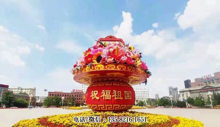 城市广场玻璃钢节日庆典仿真大花篮雕塑 城市广场玻璃钢节日庆典仿真大花篮雕塑